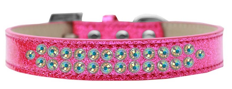 Two Row AB Crystal Size 20 Pink Ice Cream Dog Collar